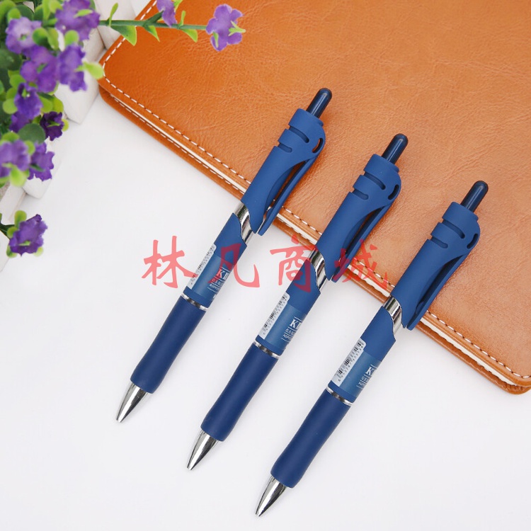 晨光(M&G)  墨蓝色K35/0.5mm中性笔 办公按动签字笔 子弹头磨砂杆水笔 医用处方笔 12支/AGPK3507