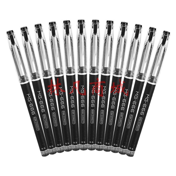 晨光(M&G)  0.5mm黑色中性笔 MG666系列考试签字笔 碳素黑笔 全针管水笔 12支/盒AGPB4501