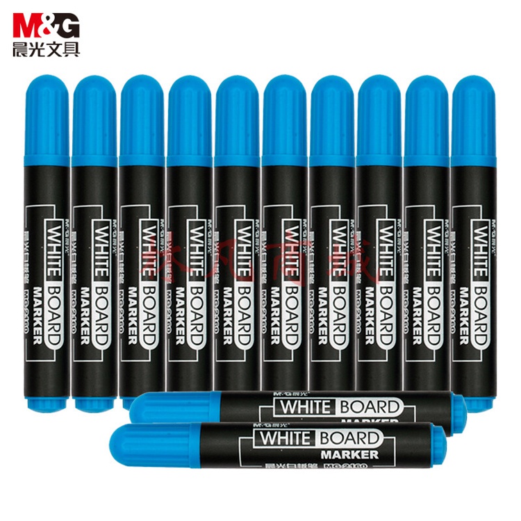 晨光(M&G)  蓝色可擦白板笔 单头办公会议笔 易擦物流记号笔 12支/盒MG2160